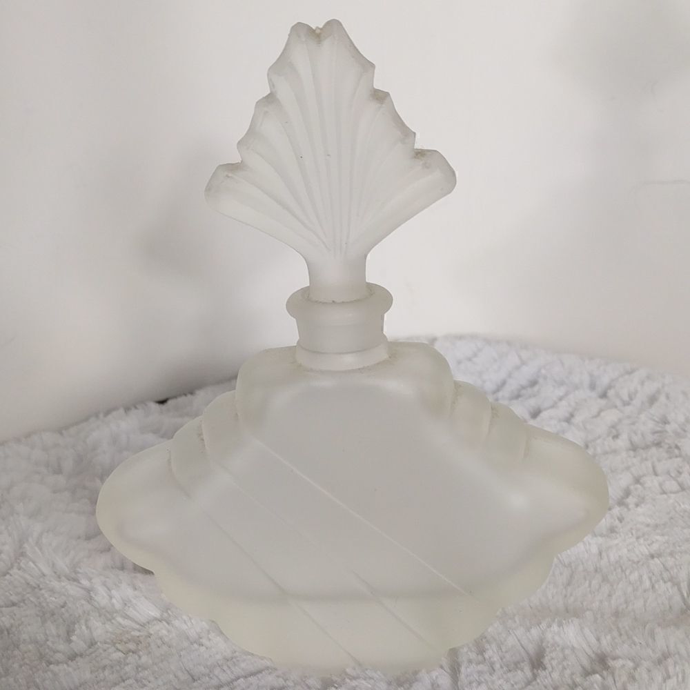 Vtg. Frosted Glass Perfume Bottle